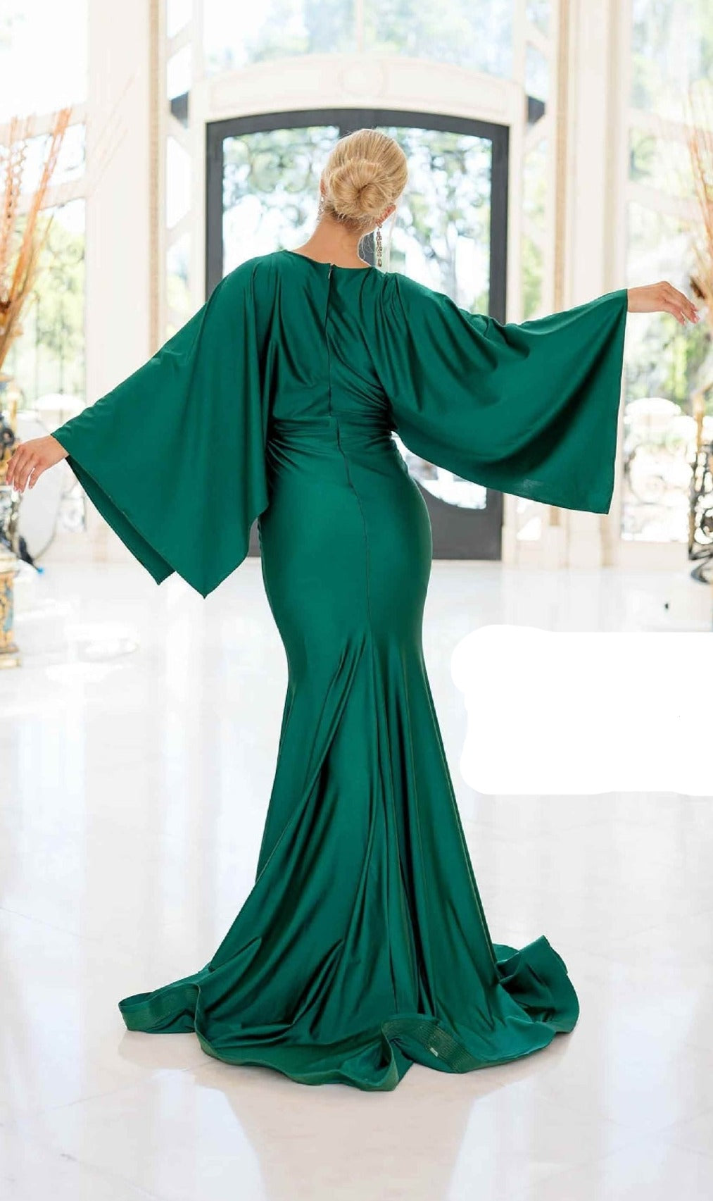 Cape-Sleeve Long Formal Dress: Jessica Angel 335