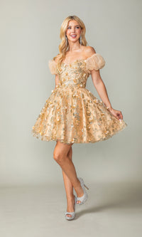 Short Sleeve Short Glitter Homecoming Dress 3355