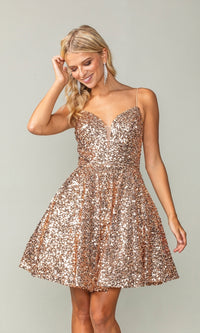 Short Sequin A-Line Homecoming Dress 3356