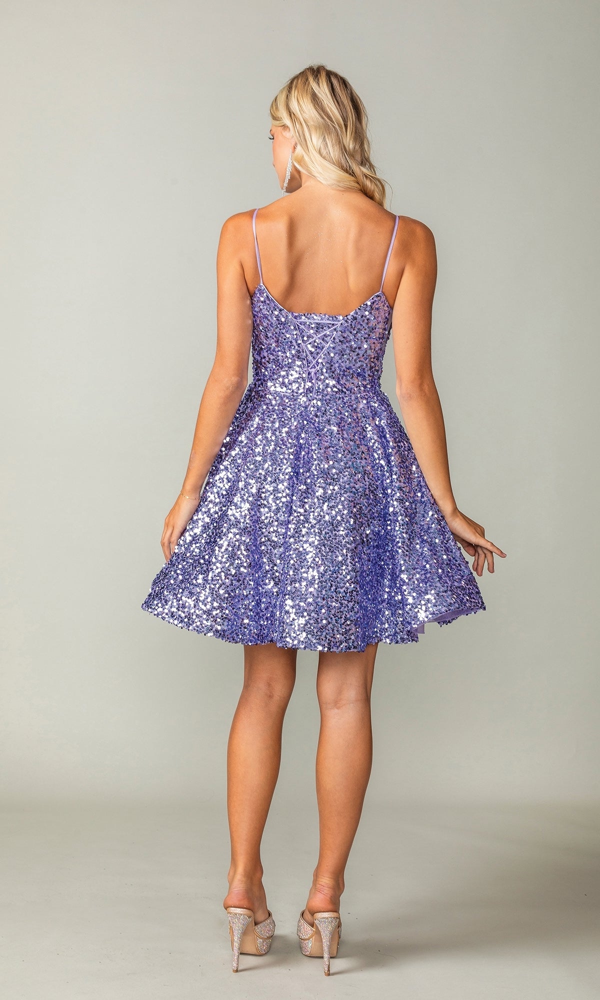 Short Sequin A-Line Homecoming Dress 3356