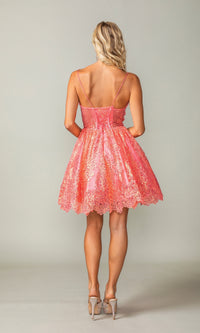 Scallop Hem Short Glitter Homecoming Dress 3358