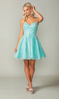 Short A-Line Sequin Homecoming Dress 3359