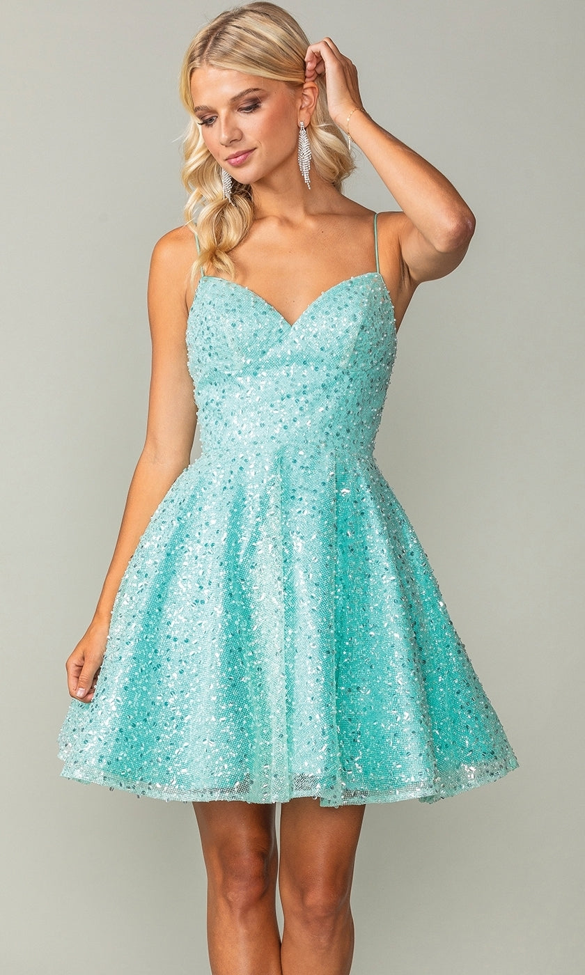 Short A-Line Sequin Homecoming Dress 3359