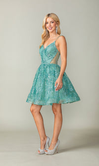 Short A-Line Glitter-Print Homecoming Dress 3360