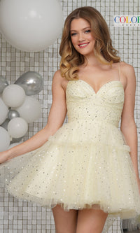 Colors Dress Short A-Line Glitter Hoco Dress 3367