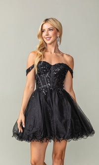 Off-Shoulder Short Corset Homecoming Dress 3383