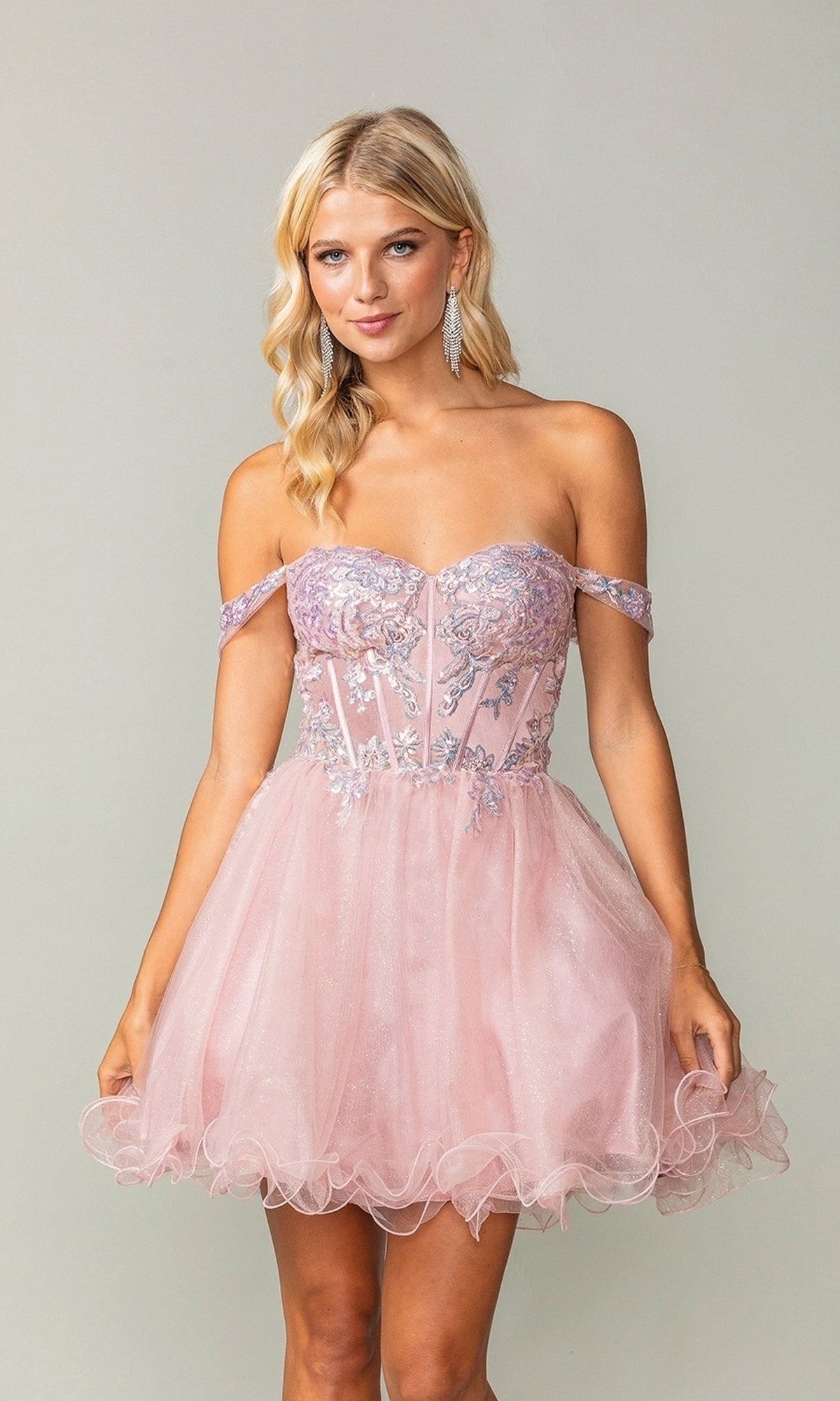 Off-Shoulder Short Corset Homecoming Dress 3383