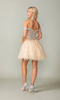 Off-Shoulder Short Corset Homecoming Dress 3383