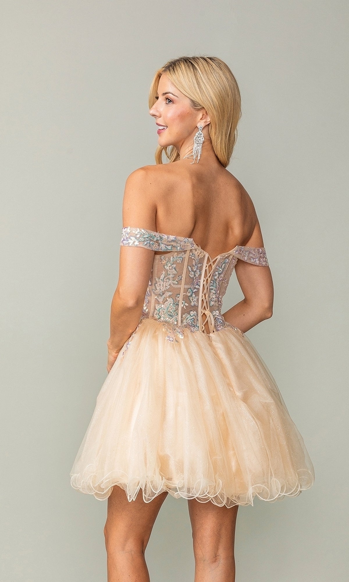 Off-Shoulder Short Corset Homecoming Dress 3383