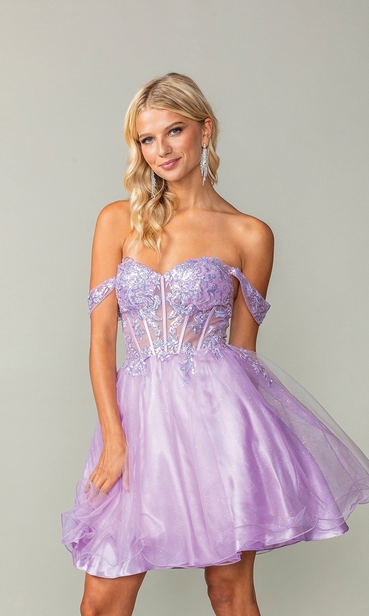 Off-Shoulder Short Corset Homecoming Dress 3383