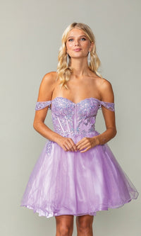 Off-Shoulder Short Corset Homecoming Dress 3383