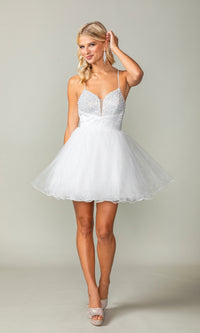 Lace-Up Short Babydoll Homecoming Dress 3385