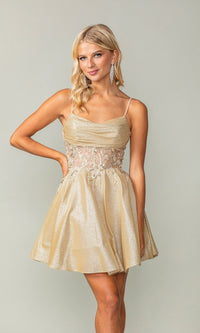 Cowl-Neck Short Glitter Homecoming Dress 3386