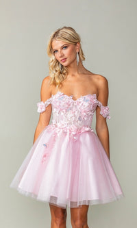 Off-Shoulder Short Babydoll Homecoming Dress 3388