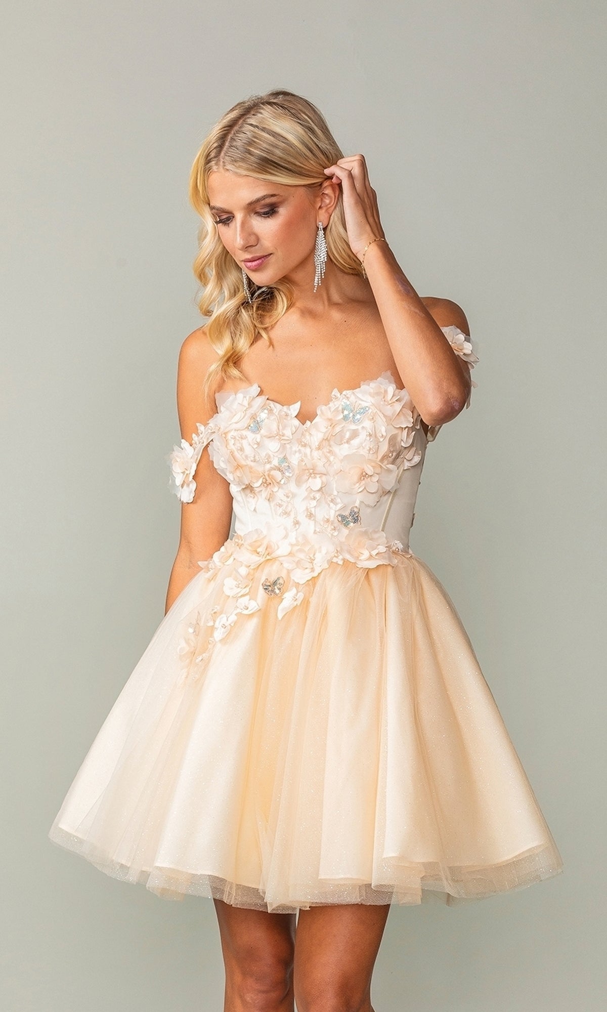 Off-Shoulder Short Babydoll Homecoming Dress 3388