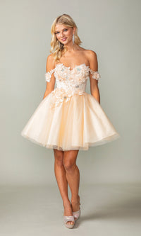 Off-Shoulder Short Babydoll Homecoming Dress 3388