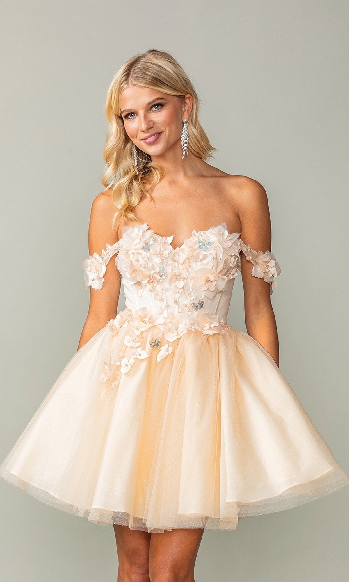 Off-Shoulder Short Babydoll Homecoming Dress 3388