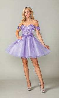 Off-Shoulder Short Babydoll Homecoming Dress 3388