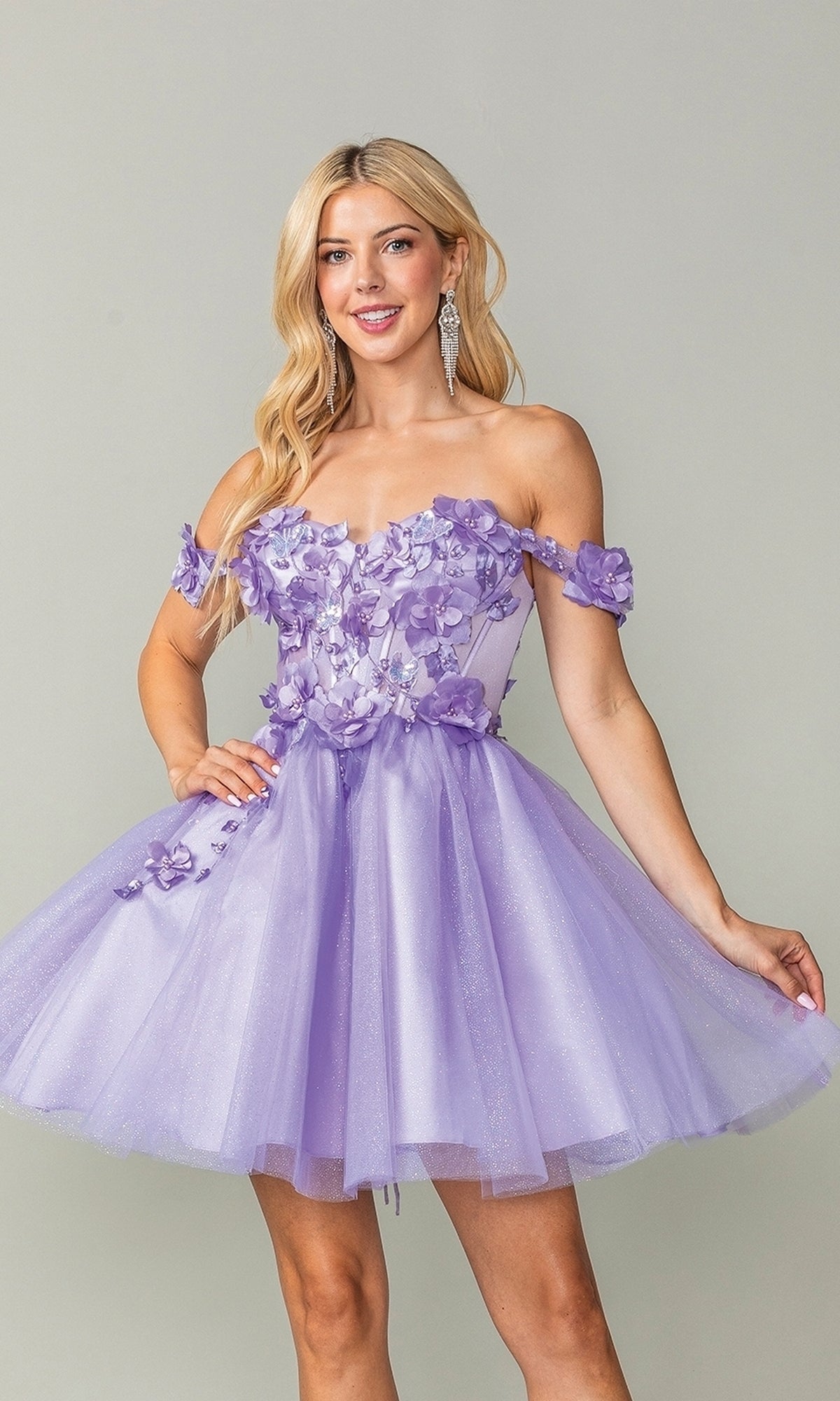 Off-Shoulder Short Babydoll Homecoming Dress 3388