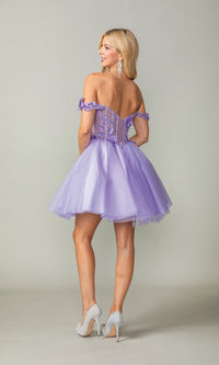 Off-Shoulder Short Babydoll Homecoming Dress 3388