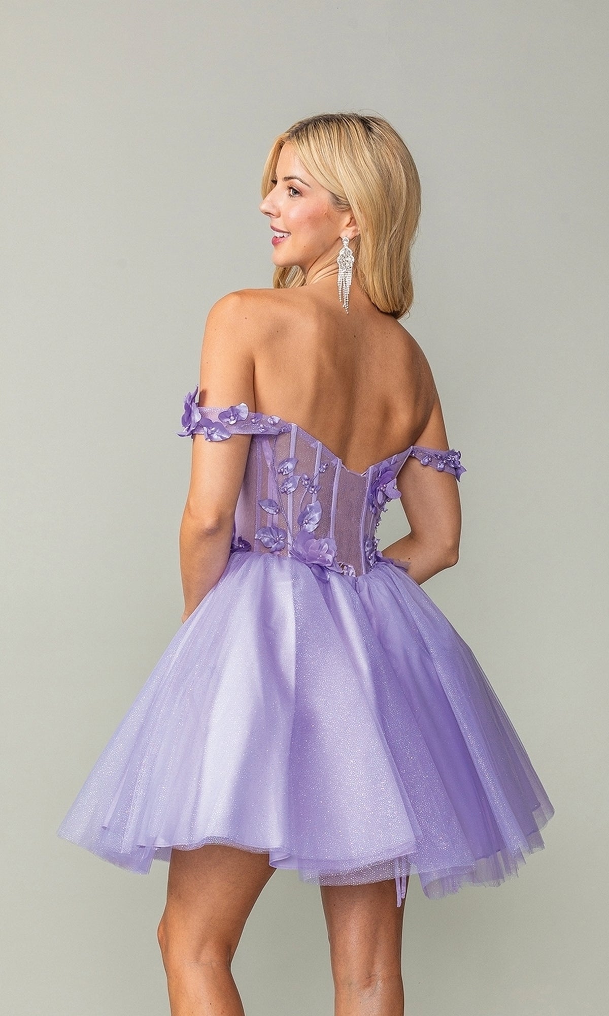 Off-Shoulder Short Babydoll Homecoming Dress 3388