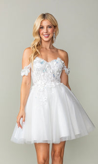 Off-Shoulder Short Babydoll Homecoming Dress 3388