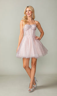 Short Glitter Fit-and-Flare Homecoming Dress 3389