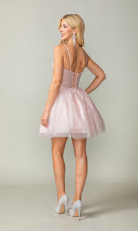 Short Glitter Fit-and-Flare Homecoming Dress 3389