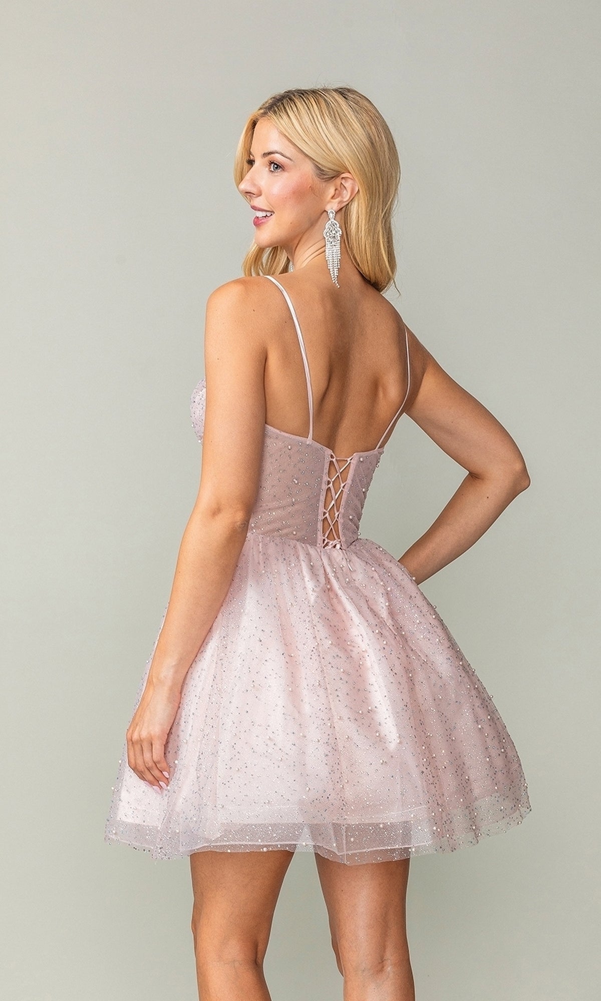 Short Glitter Fit-and-Flare Homecoming Dress 3389