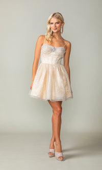 Short Glitter Fit-and-Flare Homecoming Dress 3389