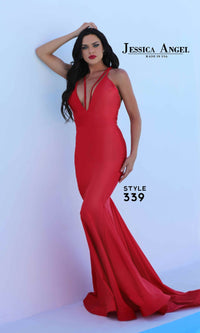 Deep V-Neck Long Prom Dress: Jessica Angel 339