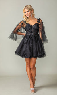 Butterfly-Cape Short A-Line Homecoming Dress 3393