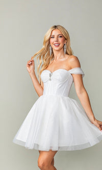 Off-Shoulder Short Fit-and-Flare Hoco Dress 3394