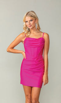 Cowl-Neck Short Glitter Homecoming Dress 3396