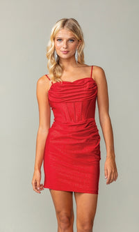 Cowl-Neck Short Glitter Homecoming Dress 3396