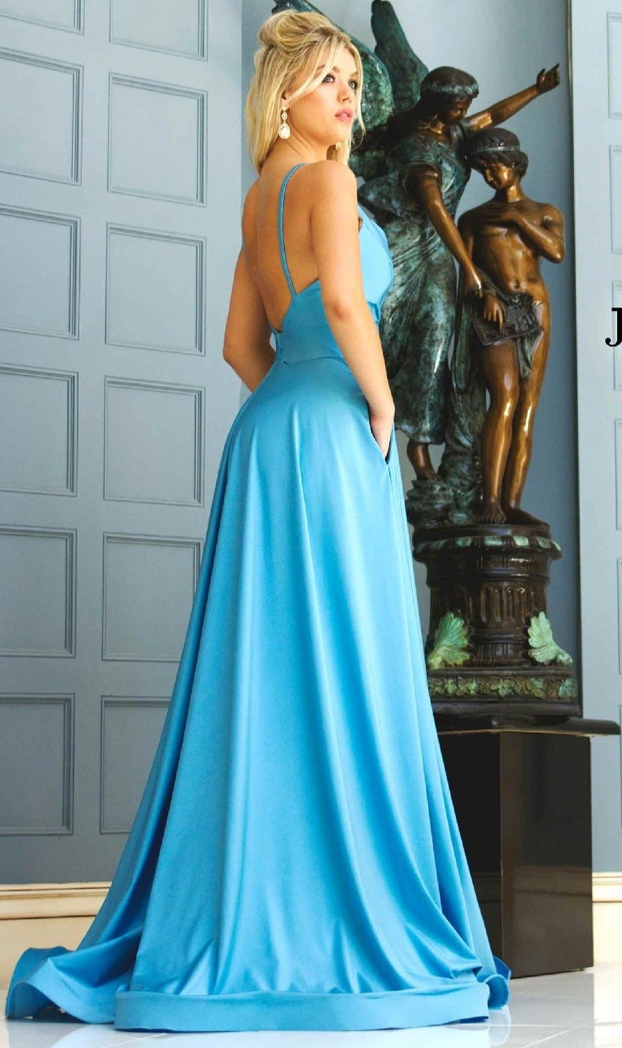 V-Neck Long A-Line Prom Dress: Jessica Angel 343