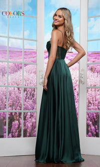 Sheer-Bodice Flowy Prom Dress: Colors Dress 3431