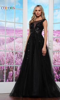 Embroidered Glitter Prom Ball Gown: Colors Dress 3472