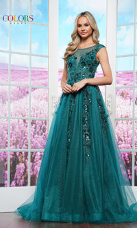 Embroidered Glitter Prom Ball Gown: Colors Dress 3472