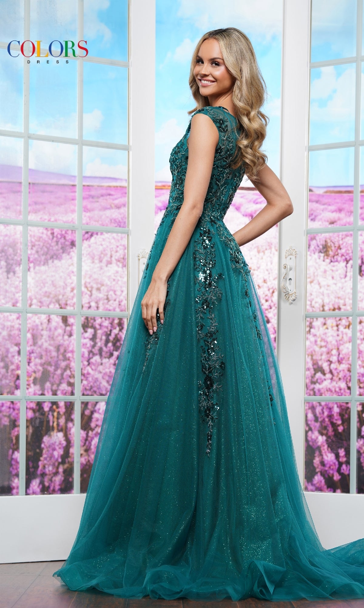 Embroidered Glitter Prom Ball Gown: Colors Dress 3472