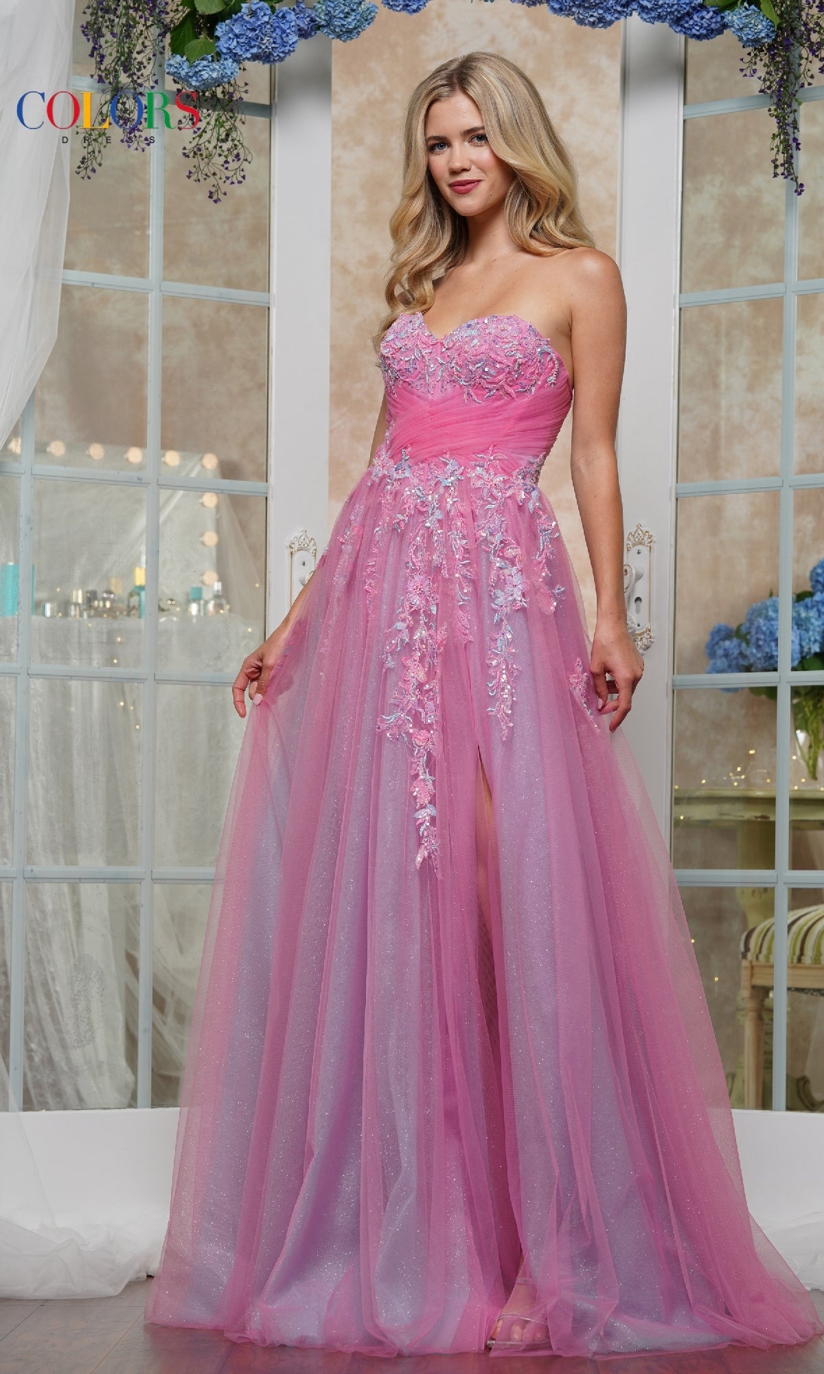 Strapless Glitter Prom Ball Gown: Colors Dress 3473