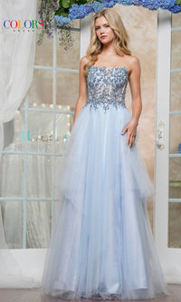 Strapless Pastel Prom Ball Gown: Colors Dress 3475