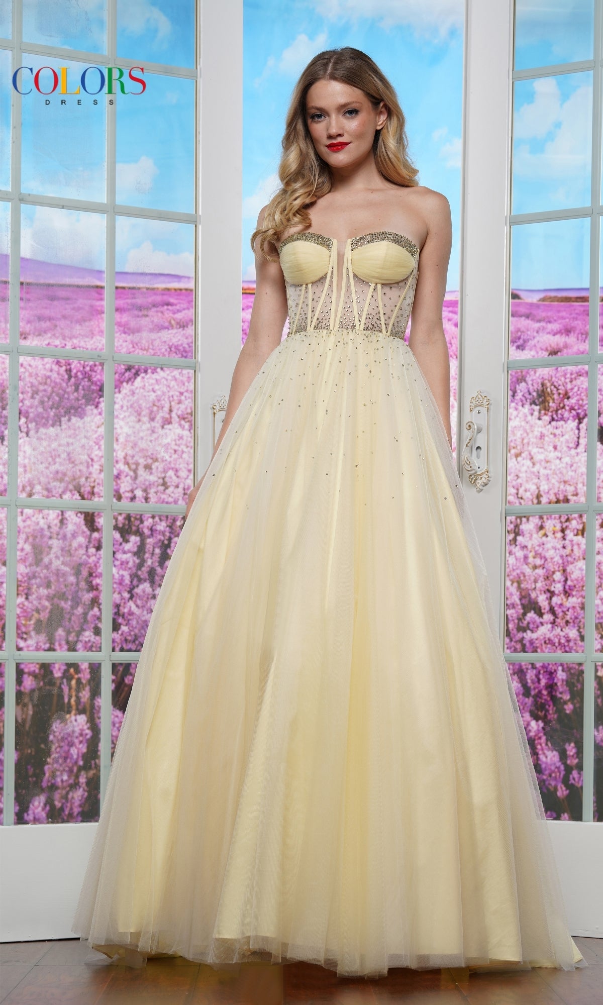 Sheer Corset Prom Ball Gown: Colors Dress 3480