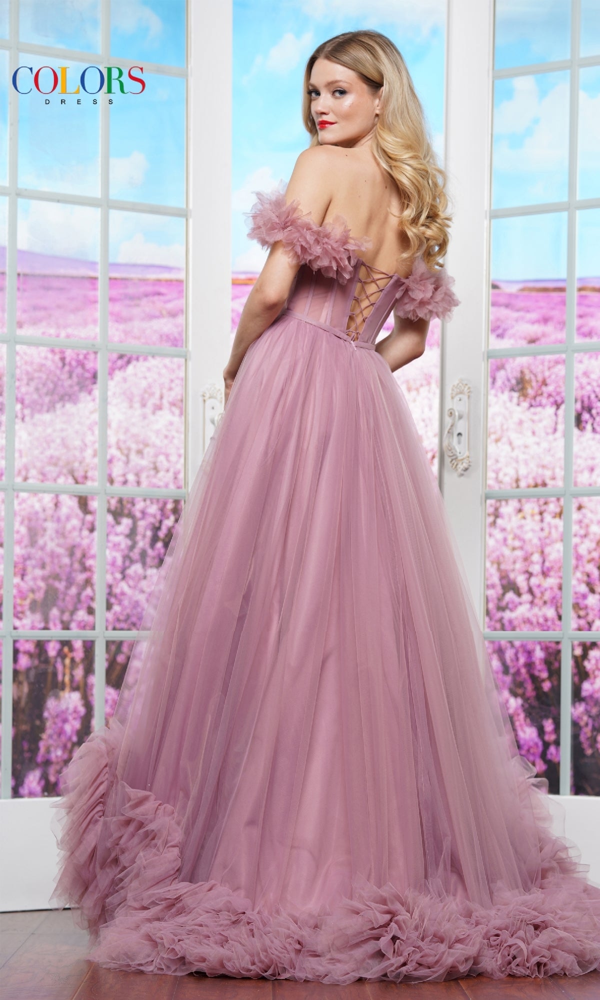 Prom Ball Gown with Ruffles: Colors Dress 3485