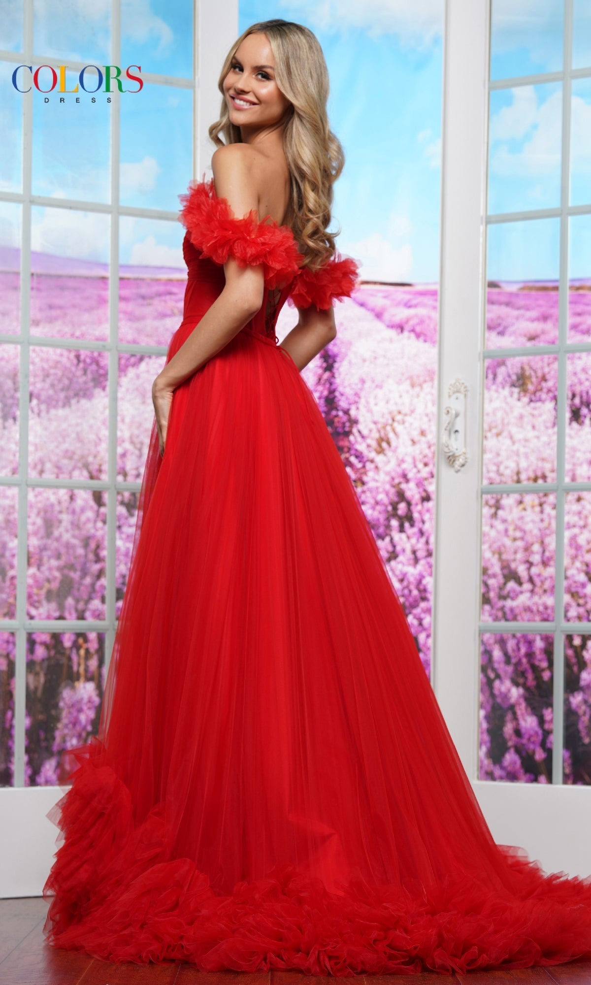 Prom Ball Gown with Ruffles: Colors Dress 3485