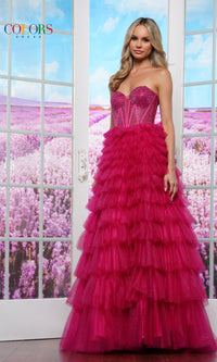 Tiered Ruffle Prom Ball Gown: Colors Dress 3492