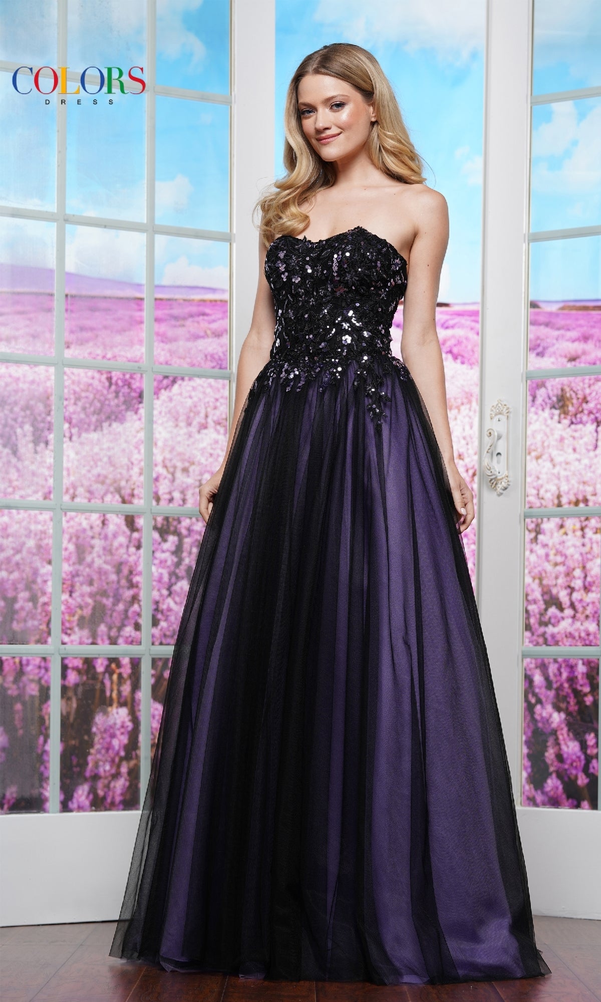 Strapless Lace-Up Prom Ball Gown: Colors Dress 3495