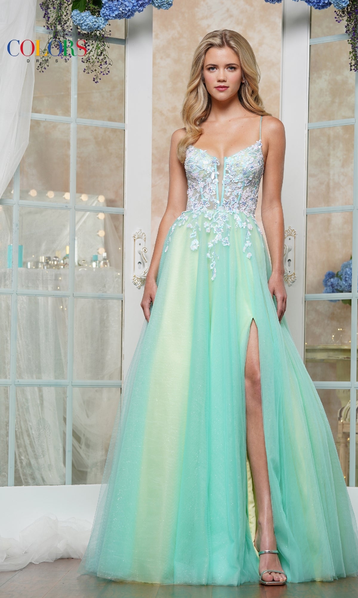 Lace-Bodice Prom Ball Gown: Colors Dress 3497