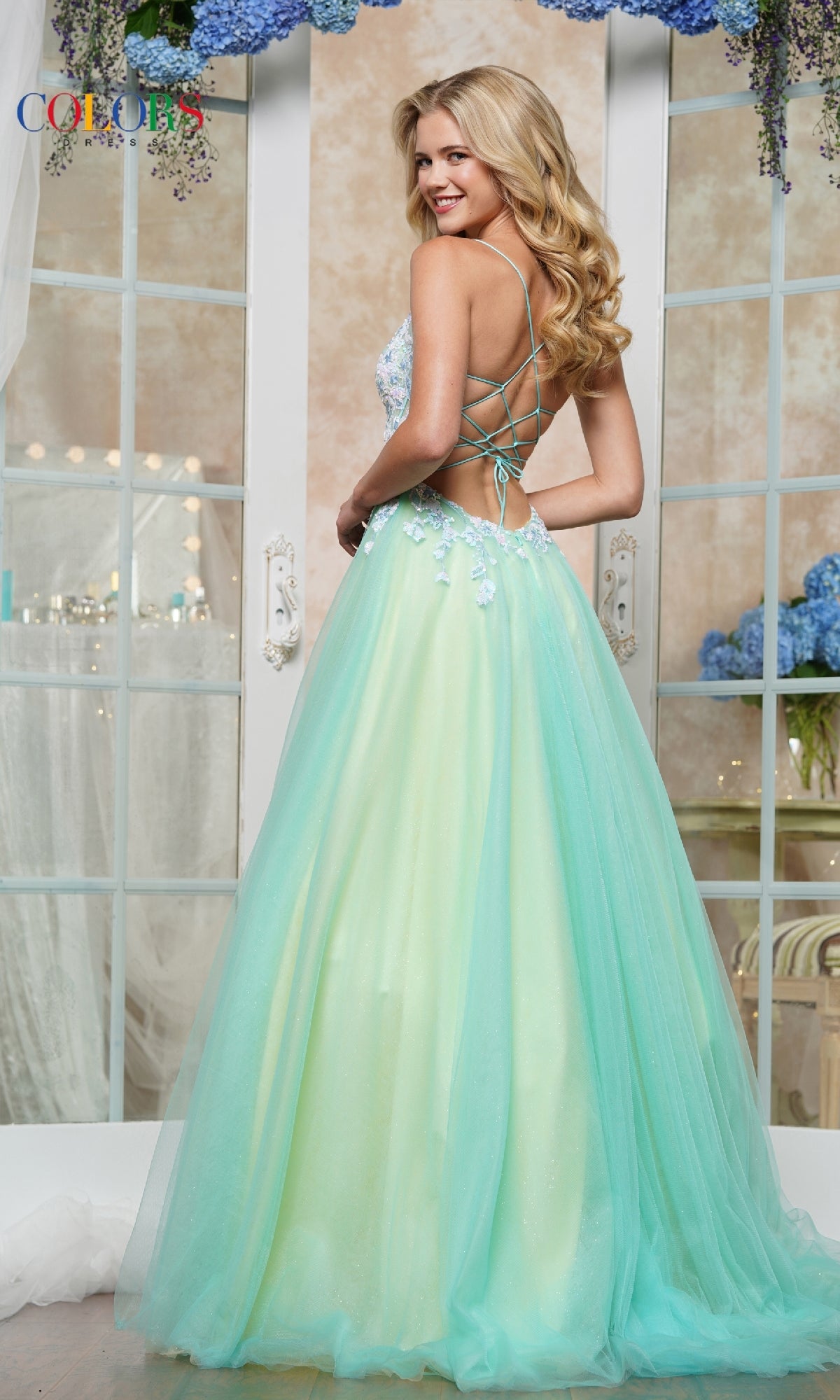 Lace-Bodice Prom Ball Gown: Colors Dress 3497