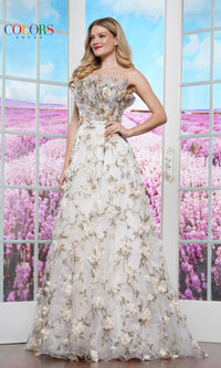 3D Flower Print Prom Ball Gown: Colors Dress 3502